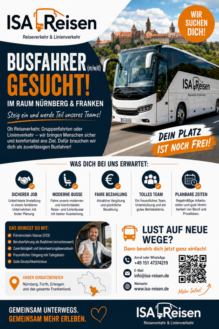 Busfahrer (m/w/d) auf Minijob-Basis gesucht